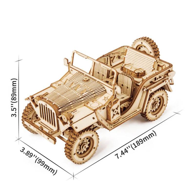 Army Jeep Scale Model - 3D Wooden Puzzle - PuzzleWunder