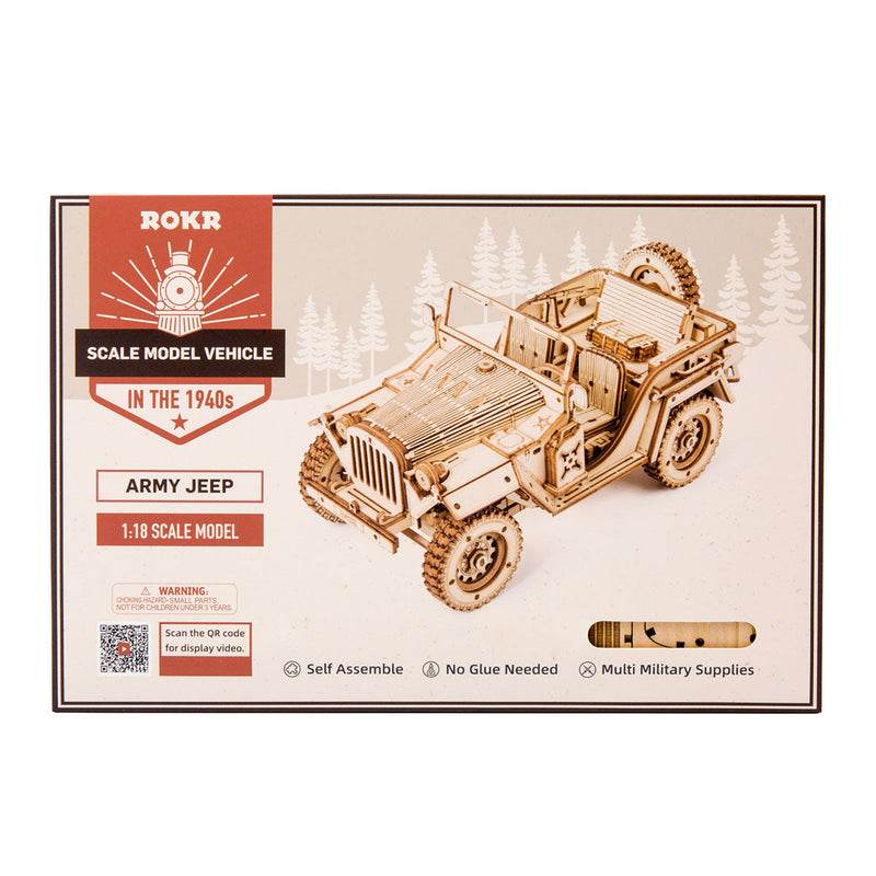Army Jeep Scale Model - 3D Wooden Puzzle - PuzzleWunder