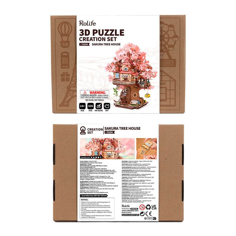 Sakura Tree House - 3D Wooden Puzzle - PuzzleWunder