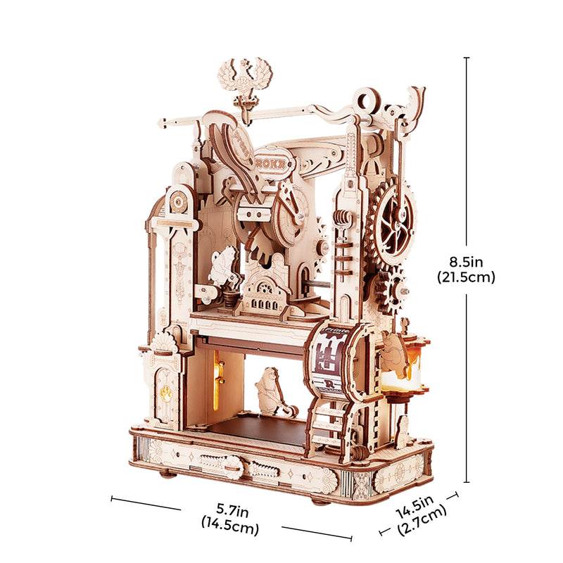 Classic Mechanical Printing Press - 3D Wooden Puzzle - PuzzleWunder