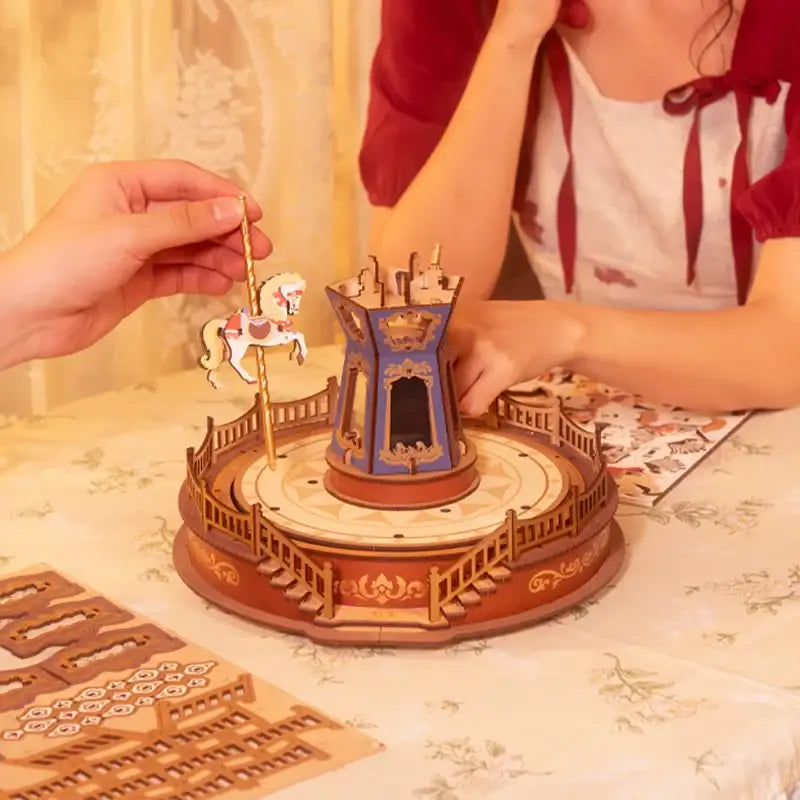 Classic Turning Carousel With Serene Music - 3D Wooden Puzzle - Wooden Puzzle