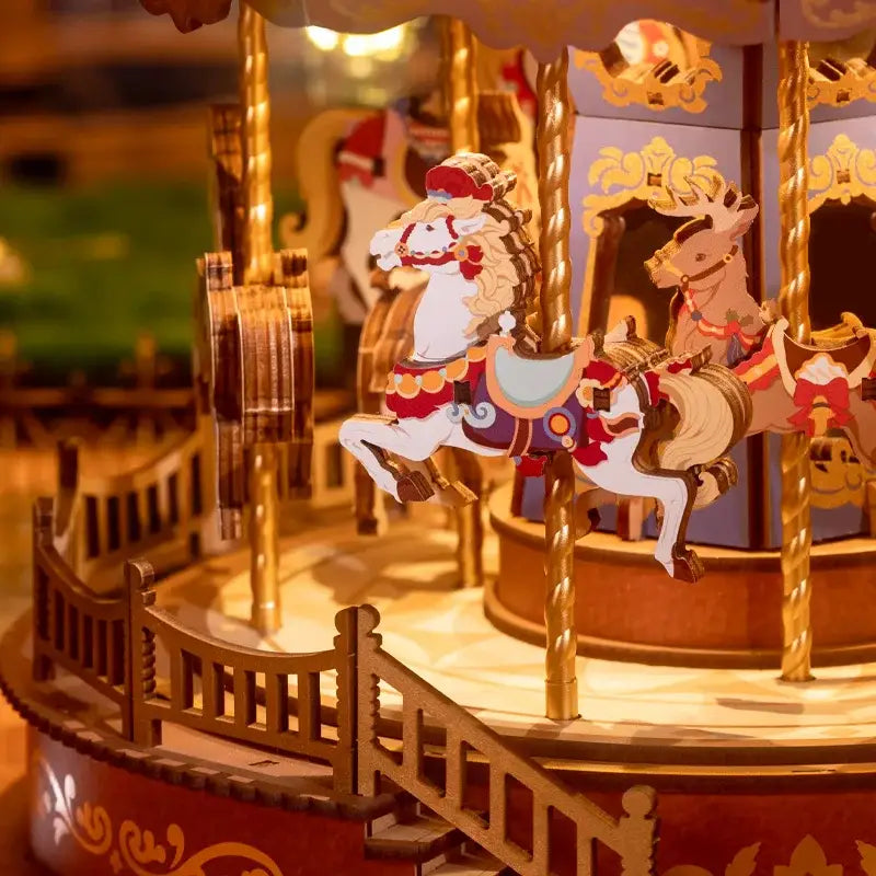 Classic Turning Carousel With Serene Music - 3D Wooden Puzzle - Wooden Puzzle