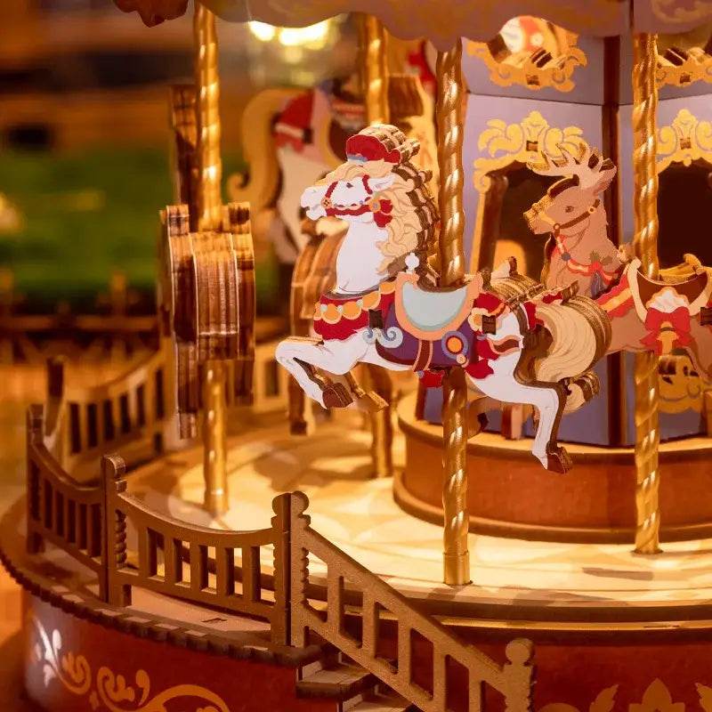 Classic Turning Carousel With Serene Music - 3D Wooden Puzzle - PuzzleWunder