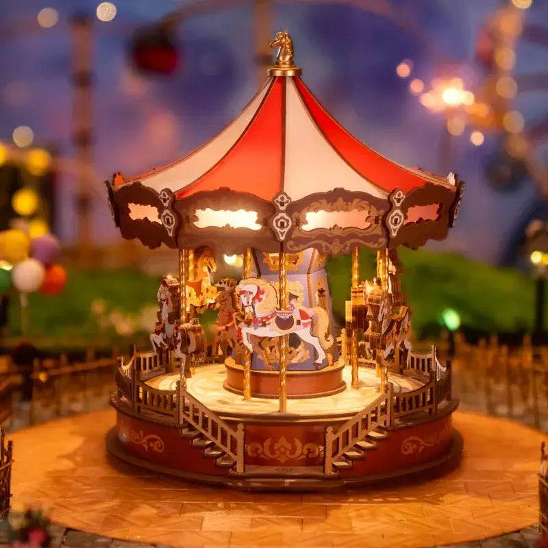 Classic Turning Carousel With Serene Music - 3D Wooden Puzzle - PuzzleWunder
