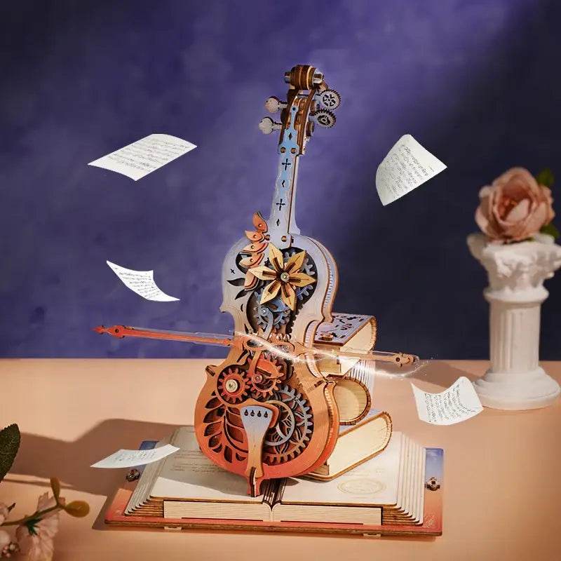 Colorful Magic Cello Mechanical Music Box - 3D Wooden Puzzle - PuzzleWunder