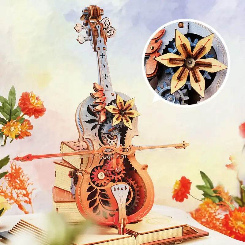 Colorful Magic Cello Mechanical Music Box - 3D Wooden Puzzle - PuzzleWunder