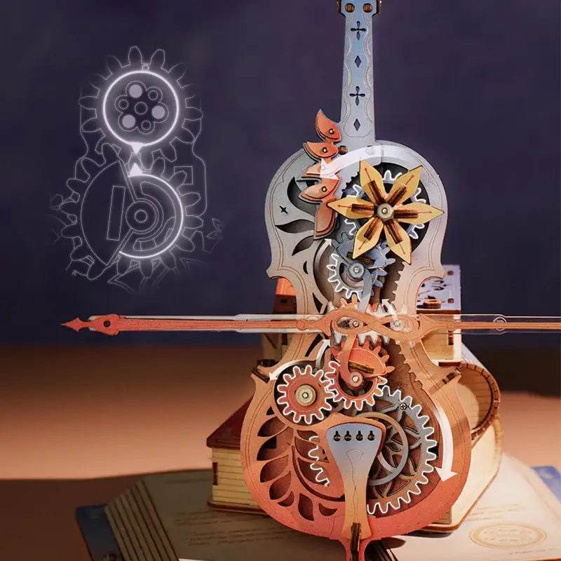 Colorful Magic Cello Mechanical Music Box - 3D Wooden Puzzle - PuzzleWunder