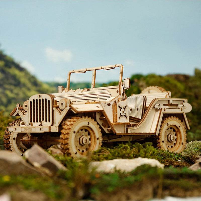 Army Jeep Scale Model - 3D Wooden Puzzle - PuzzleWunder