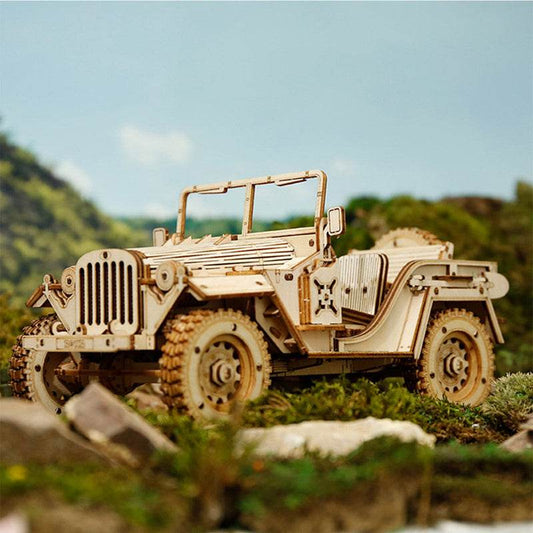 Army Jeep Scale Model - 3D Wooden Puzzle - PuzzleWunder