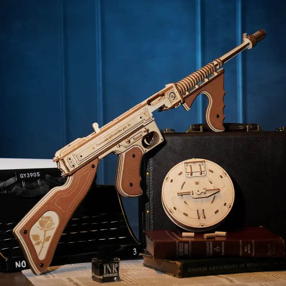 Thompson Submachine Toy Gun - 3D Wooden Puzzle - PuzzleWunder
