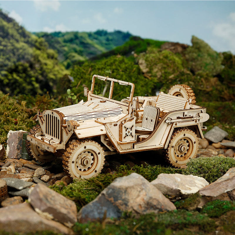 Armee Jeep Maßstabsmodell - 3D Holzpuzzle