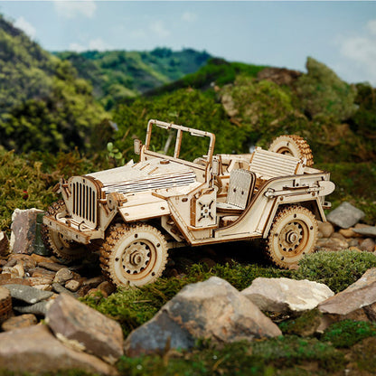 Armee Jeep Maßstabsmodell - 3D Holzpuzzle