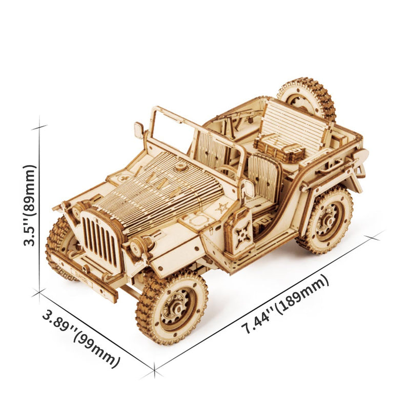 Armee Jeep Maßstabsmodell - 3D Holzpuzzle