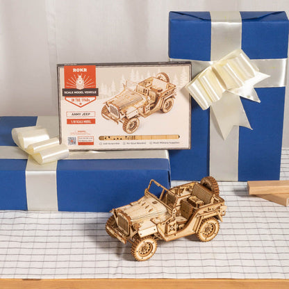 Armee Jeep Maßstabsmodell - 3D Holzpuzzle