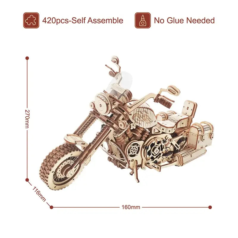 Cruiser Motorcycle - 3D Wooden Puzzle - Wooden Puzzle