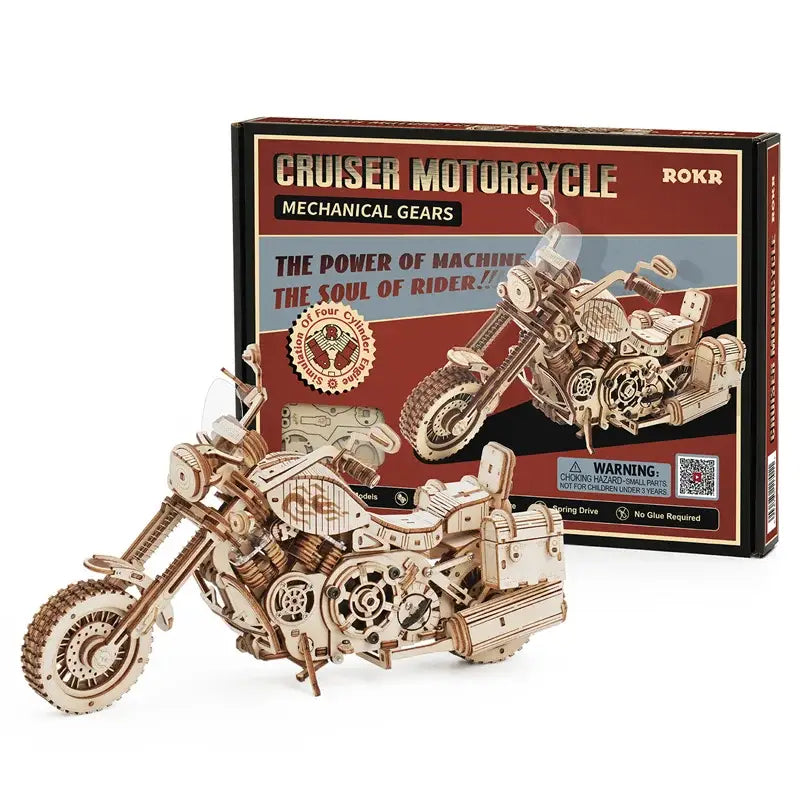 Cruiser Motorcycle - 3D Wooden Puzzle - Wooden Puzzle