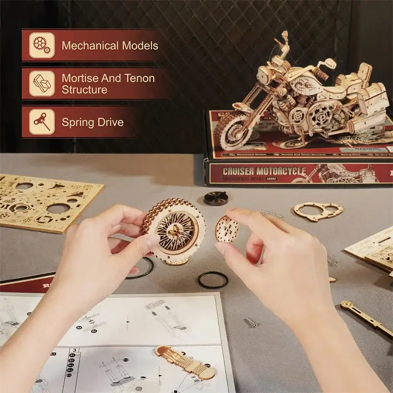 Cruiser Motorcycle - 3D Wooden Puzzle - Wooden Puzzle