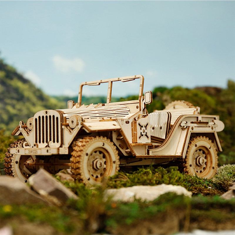 Armee Jeep Maßstabsmodell - 3D Holzpuzzle