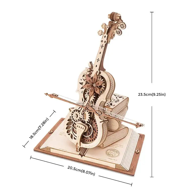 Magic Cello Mechanical Music Box - 3D Wooden Puzzle - Moveable Cello AMK63 / Spain - Wooden Puzzle