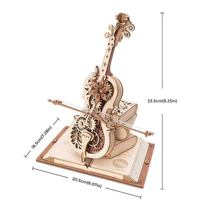 Magic Cello Mechanical Music Box - 3D Wooden Puzzle - Moveable Cello AMK63 / Spain - Wooden Puzzle